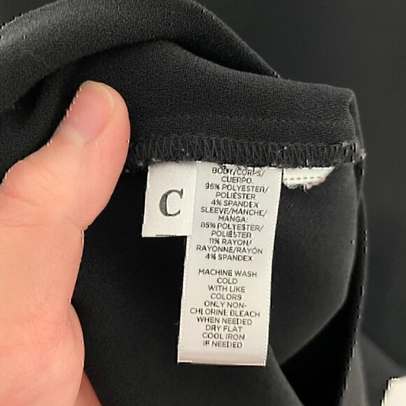 ANN TAYLOR LOFT Raglan Sleeve Colorblock Shift Dress Black Marled 3/4 Sleeve 12 - Picture 8 of 13